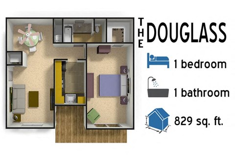 a floor plan of a room with a bathroom and a bedroom